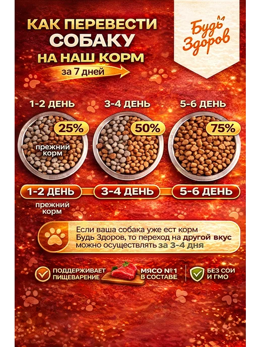 Сухой корм Будь здоров Гранула для собак, крупные, телятина, 0,4 кг, фото 4