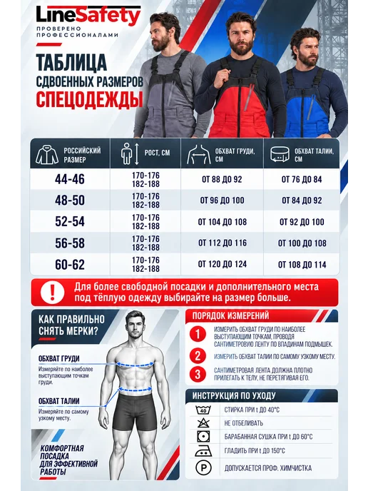 LineSafety Полукомбинезон рабочий зимний до -40 Имидж Спецодежда зимняя, синий, фото 5