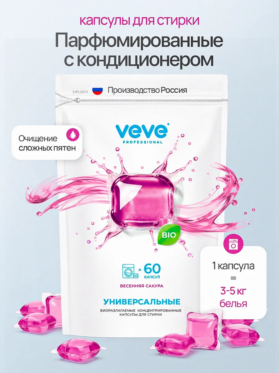 Капсулы для стирки белья с кондиционером парфюмированные