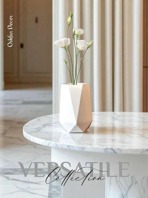 Ваза декоративная для сухоцветов,гипс.Oshfar Decor, белый, фото 2