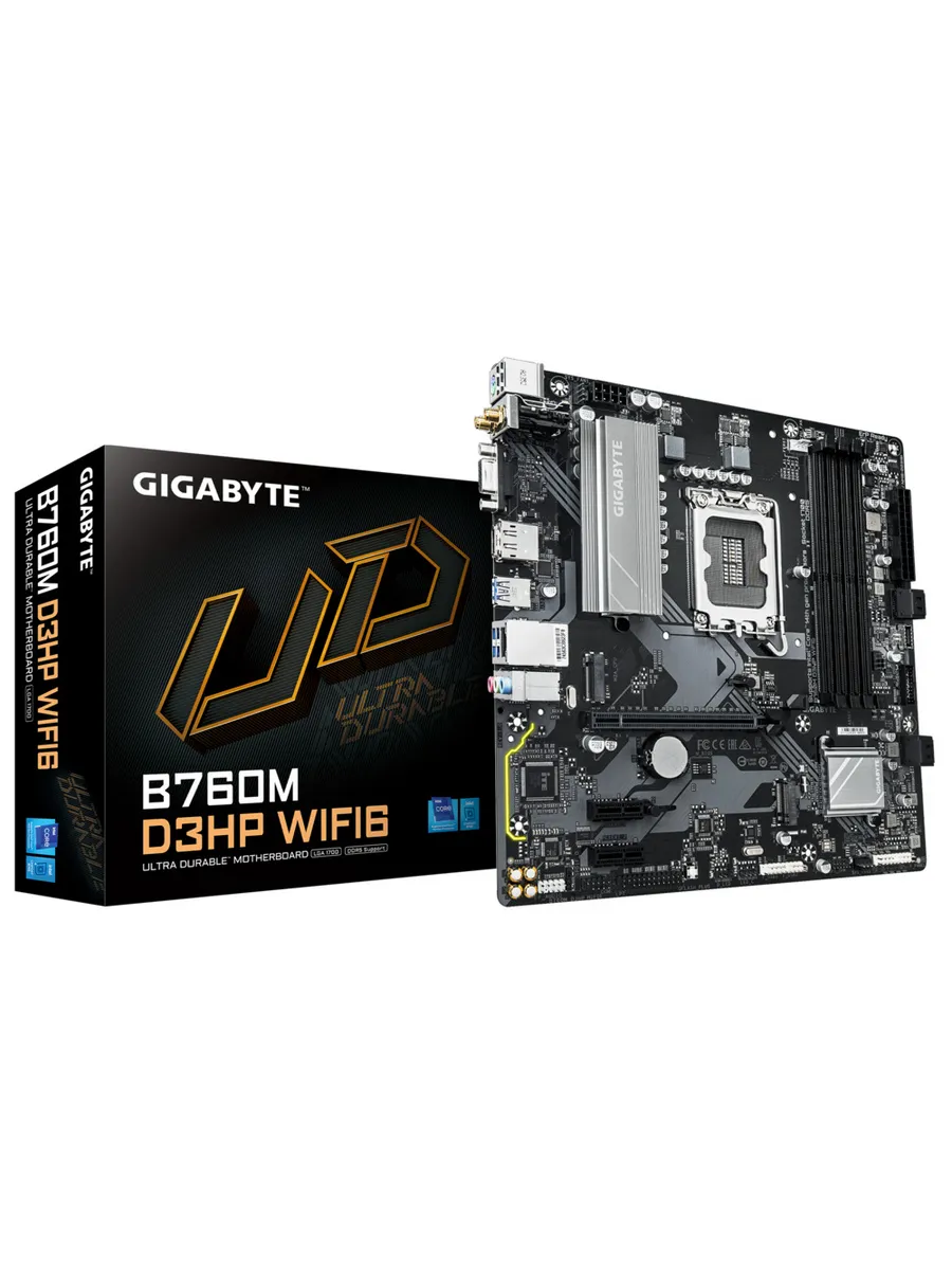 Материнская плата B760M D3HP WIFI6 LGA1700 Intel B760 mATX R Gigabyte 705837312 купить за 10 313 ₽ в интернет‑магазине Wildberries