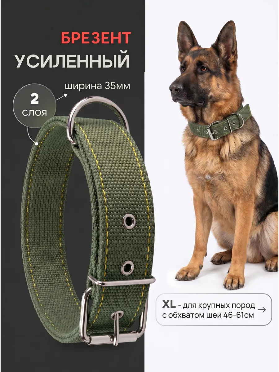Прочный ошейник для крупных собак, брезентовый слой