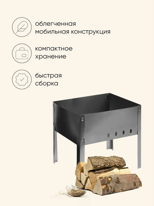 Maclay Мангал разборный Мини металлический 30х24х24 см, 24x24 см, фото 2